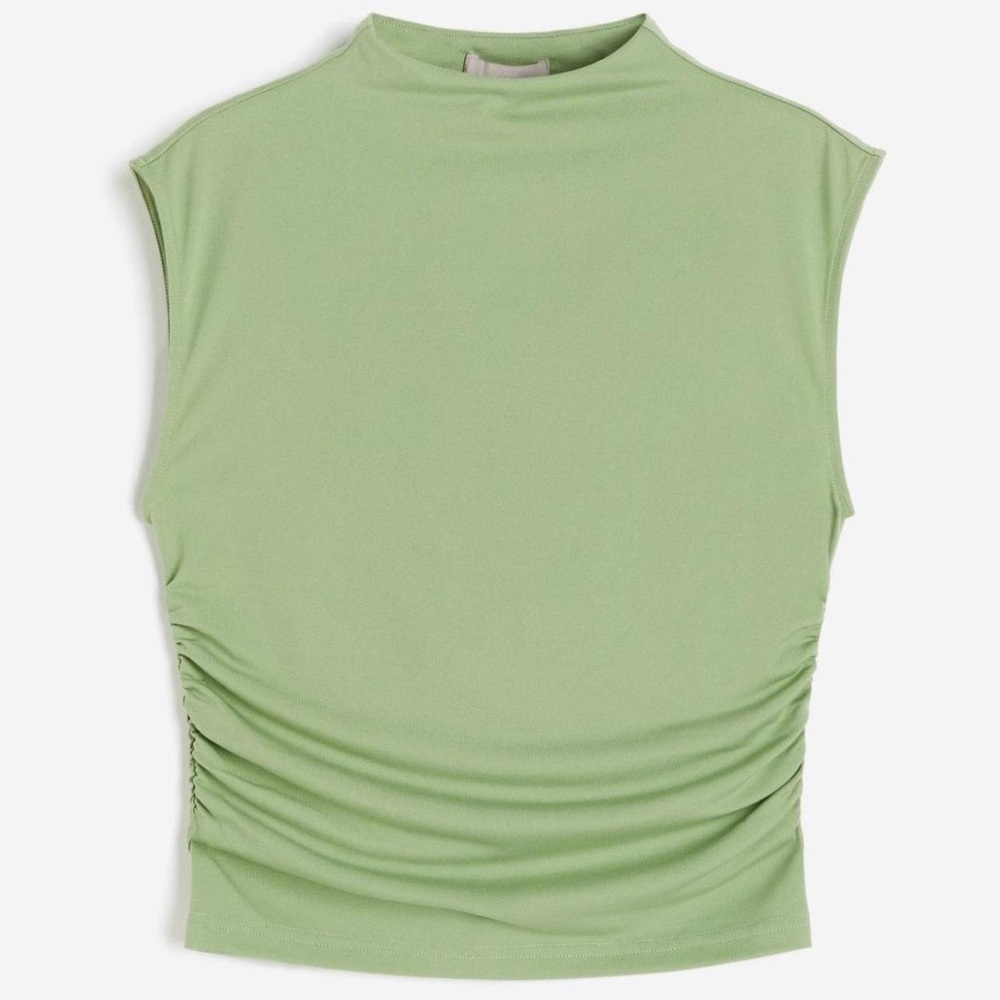 H&M Light Green Ruched Tank Top